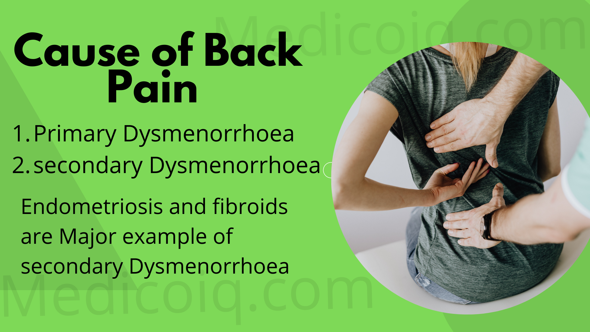 Treatment of back pain during periods